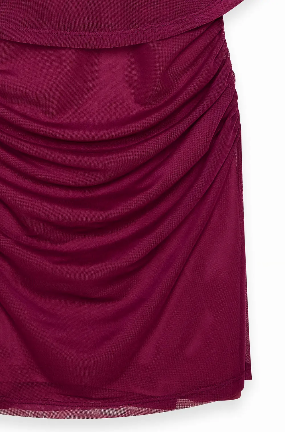 Draped Cape Mini Dress Burgundy