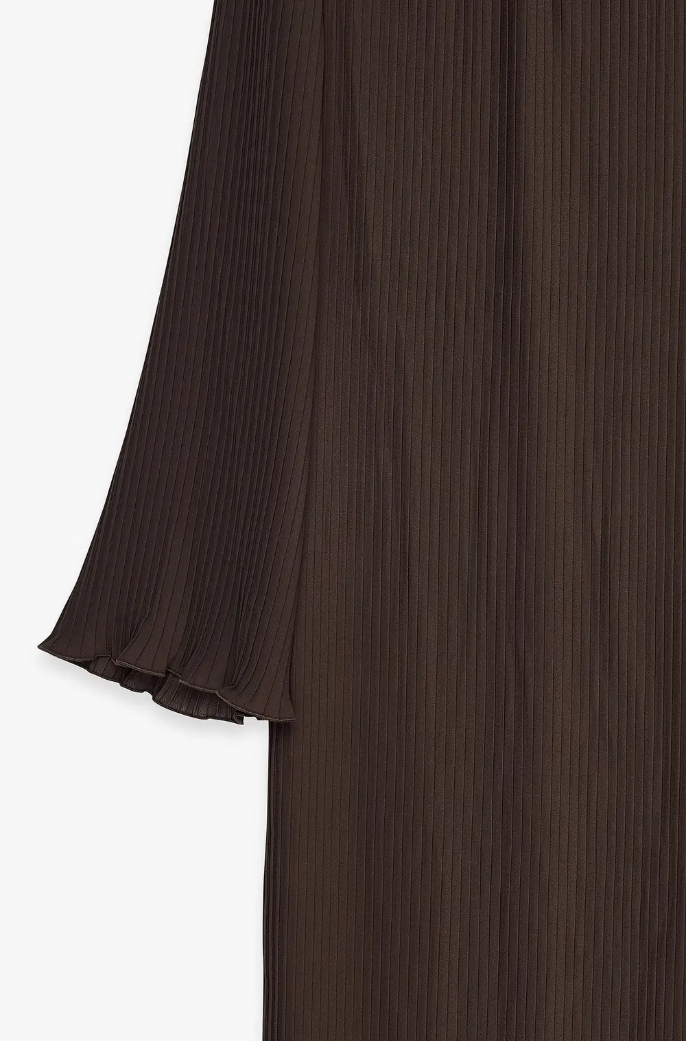 Plisse Trumpet Sleeve Maxi Dress Brown