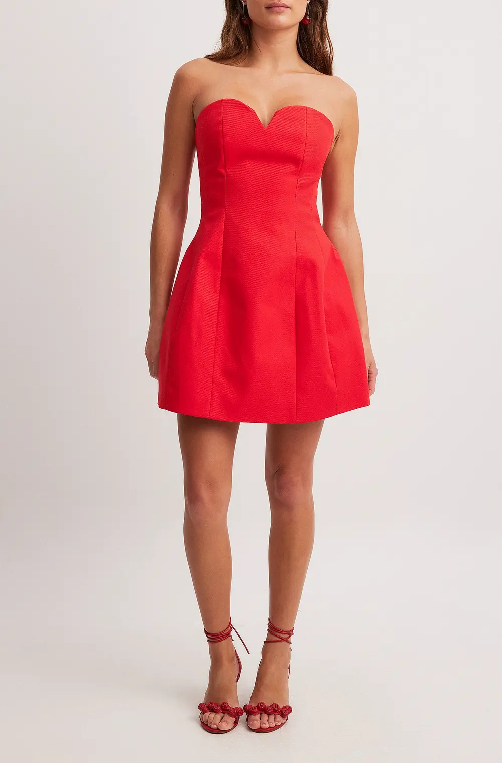 Heart Shaped Tailored Mini Dress Red