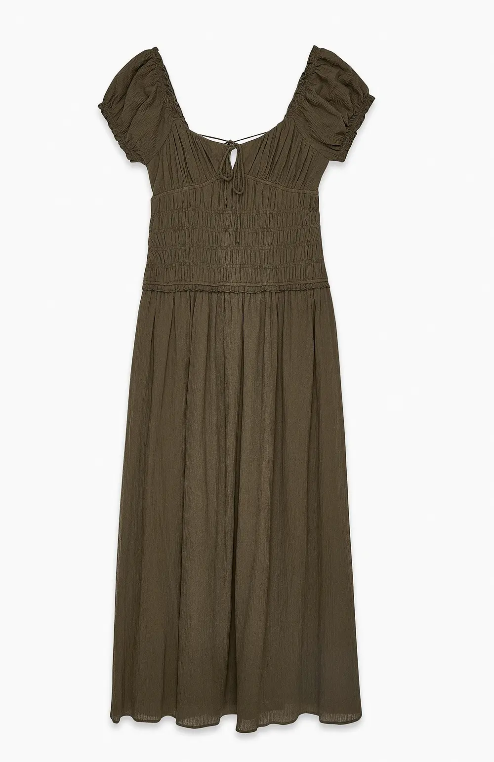 Smocked Short Sleeve Maxi Dress Green