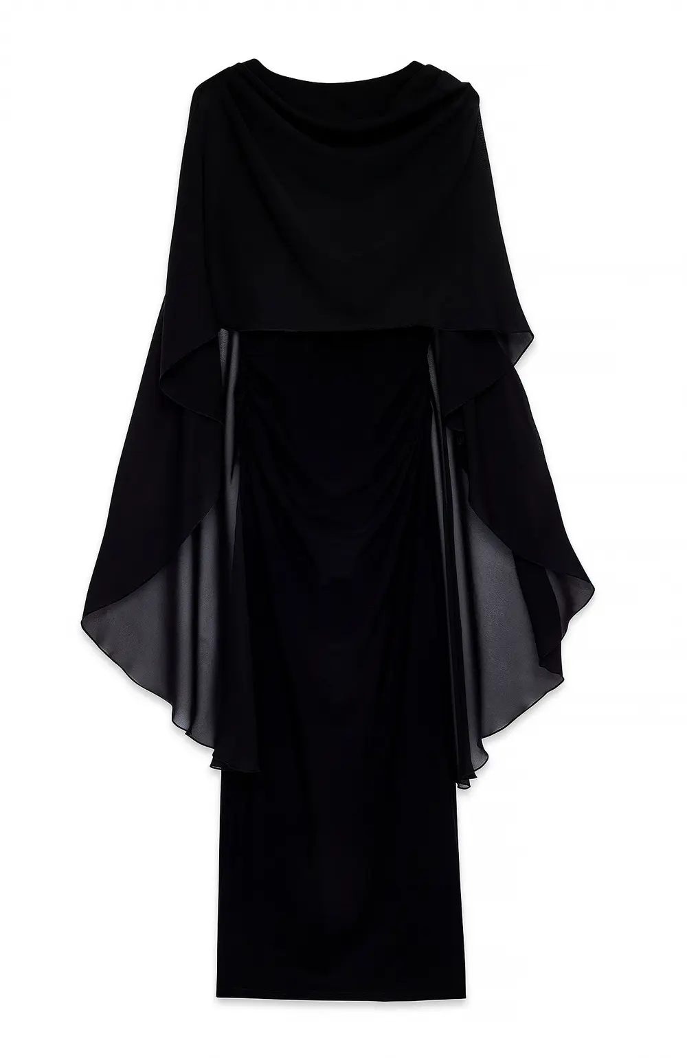Chiffon Cape Dress Black