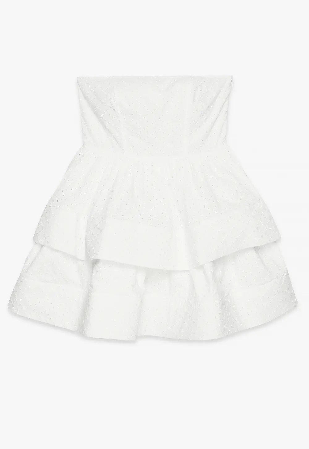 Anglaise Flounce Mini Dress White