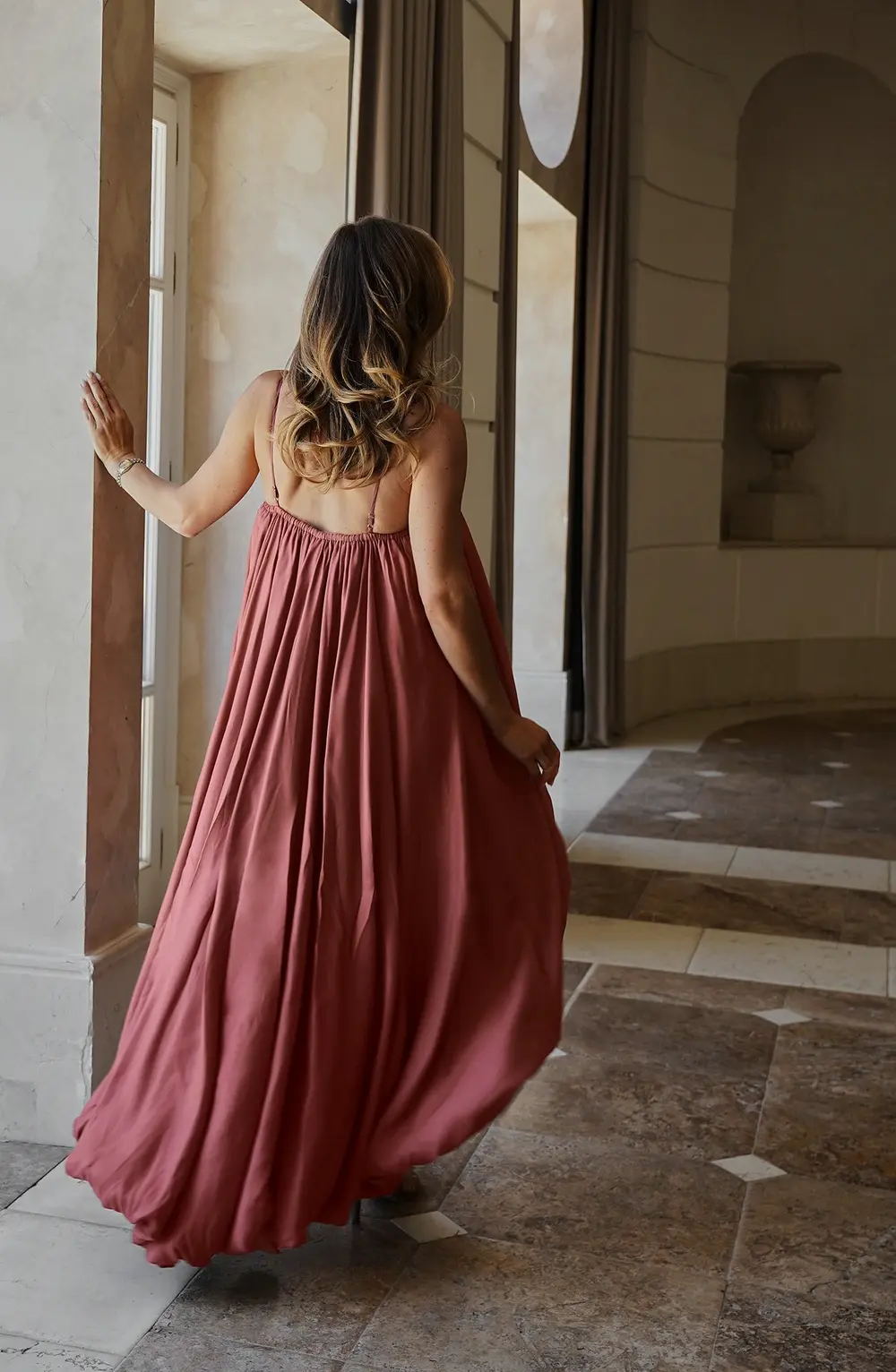 Trail Detail Flounce Mini Dress Pink