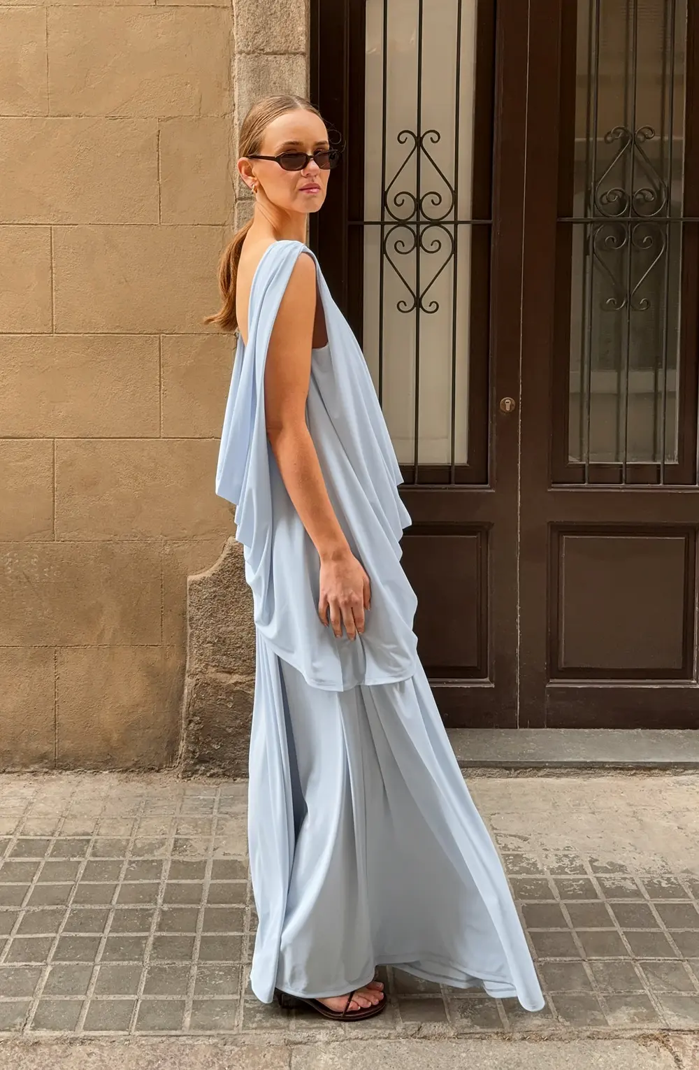 Draped Maxi Dress Blue