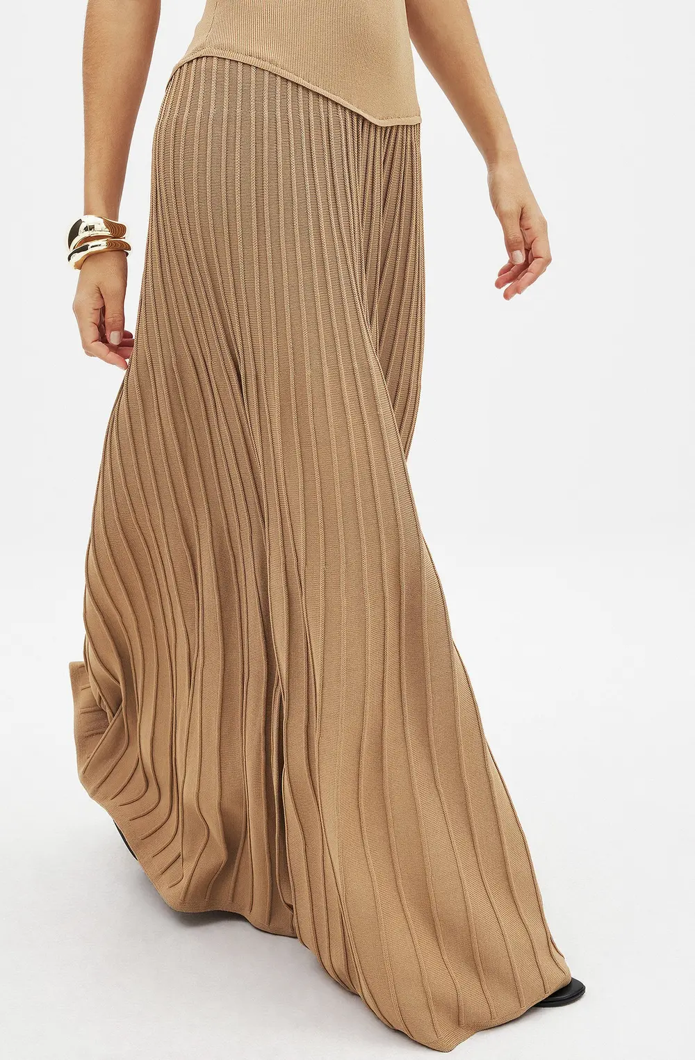 Knitted Tube Maxi Dress Beige