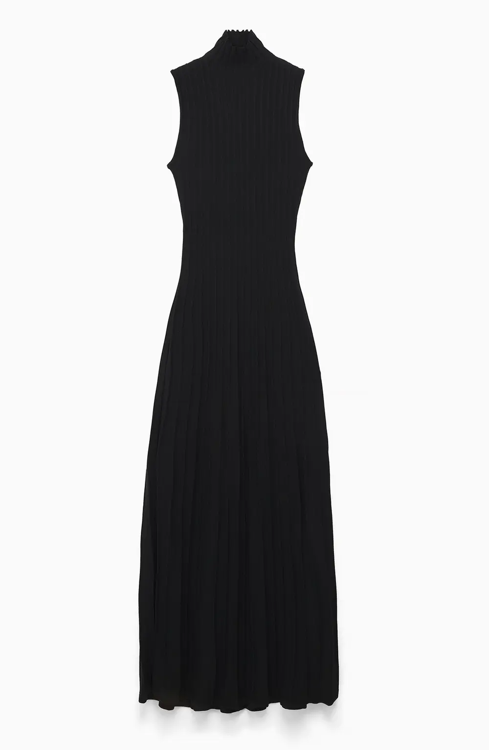 Knitted Pleated Maxi Dress Black