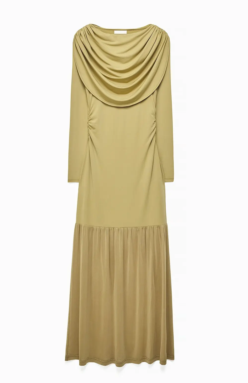 Draped Waterfall Maxi Dress Green