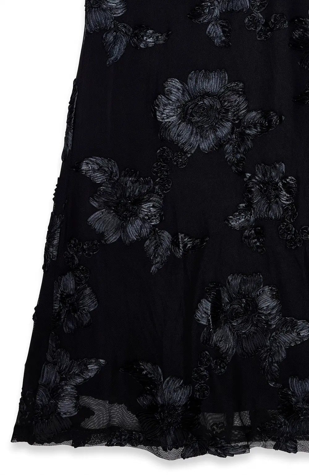 Flower Mesh Maxi Dress Black