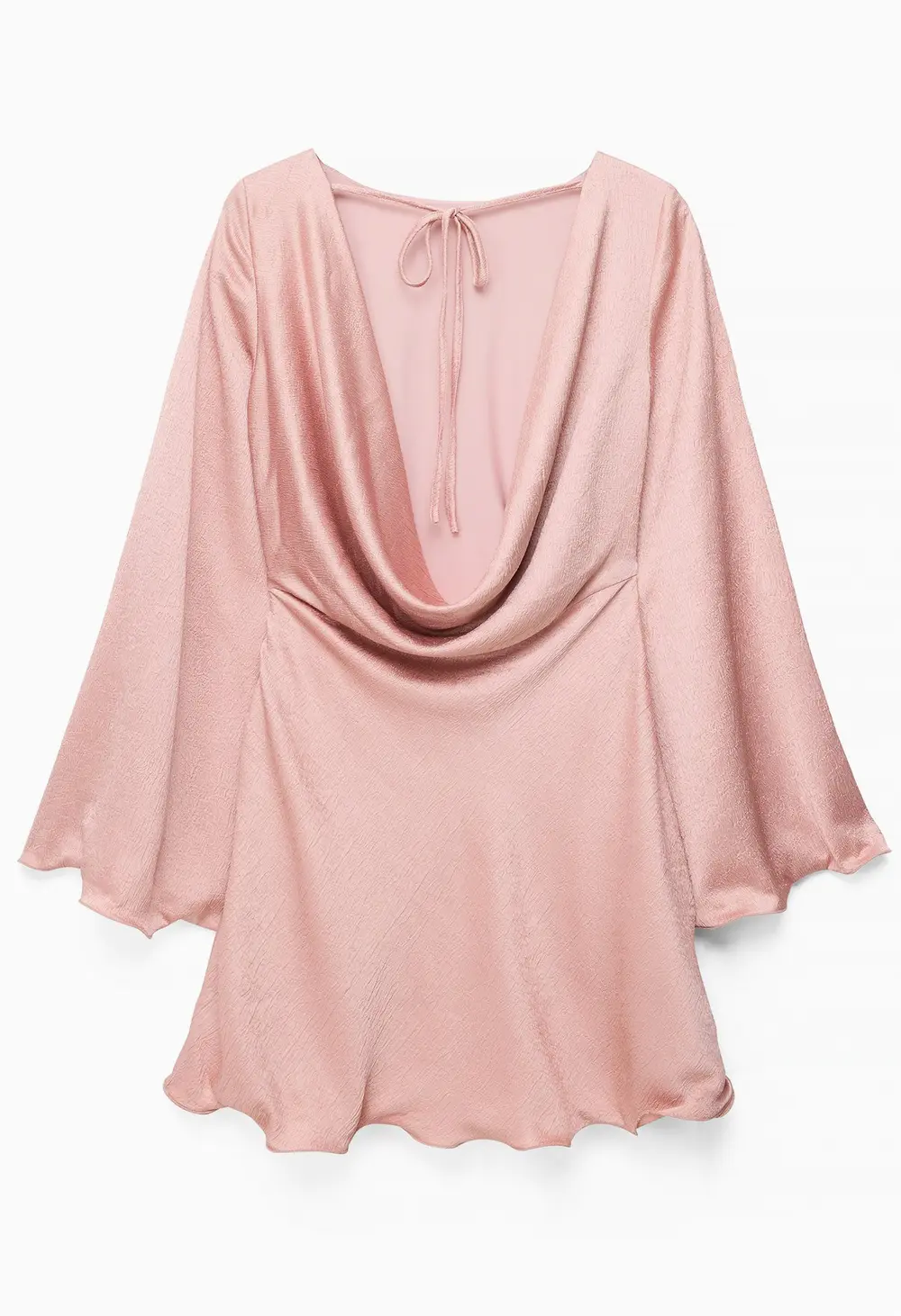 Crinkle Satin Waterfall Back Mini Dress Pink