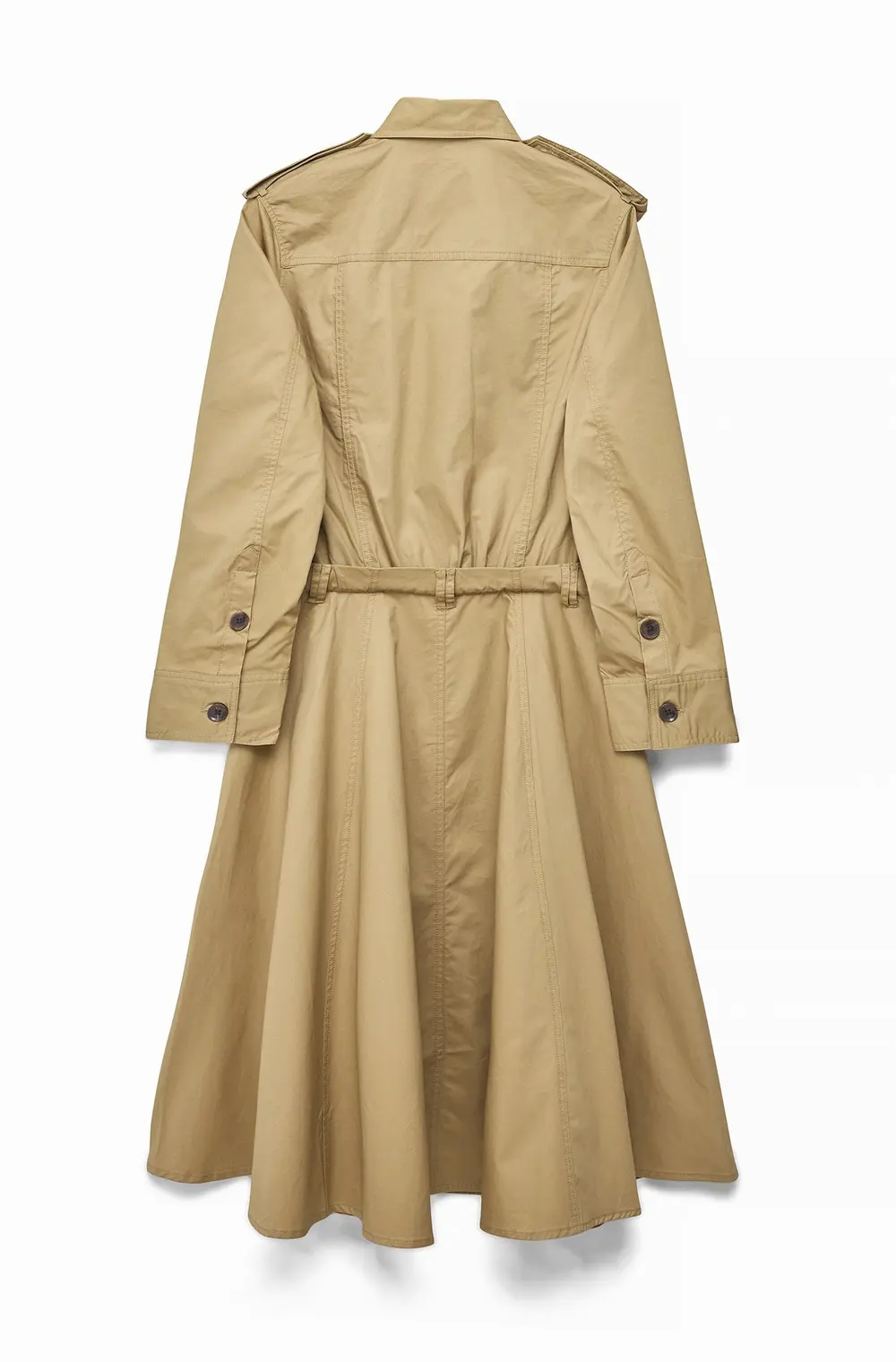 Heavy Cotton Midi Cargo Shirt Dress Beige