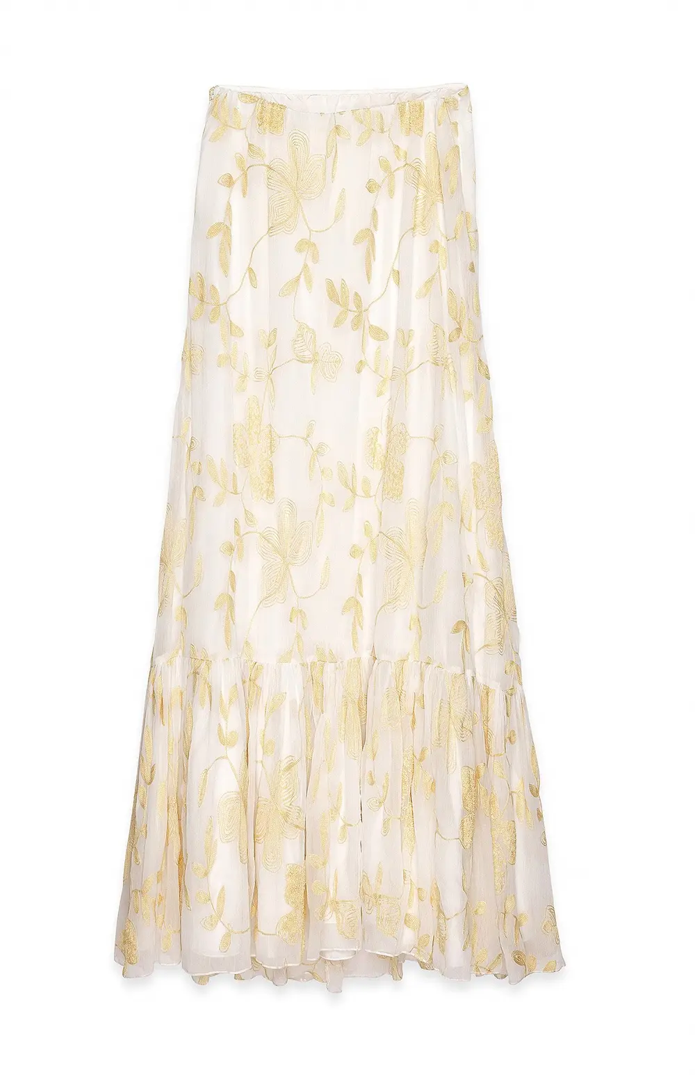 Embroidered Chiffon Bandeau Maxi Dress Flower