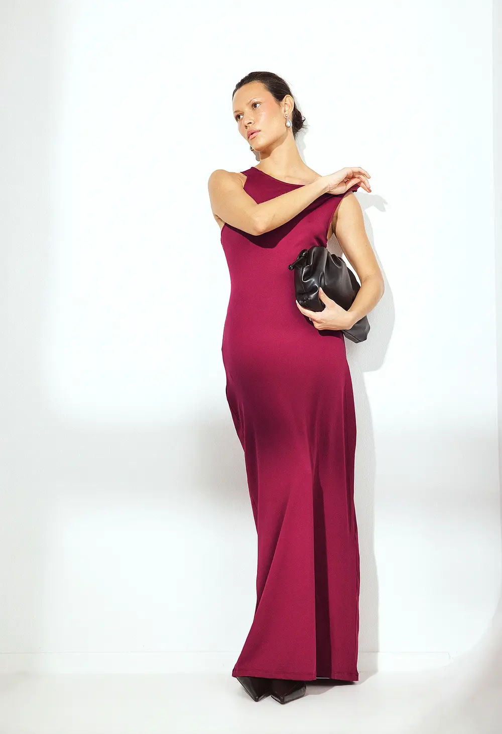 Open Back Maxi Dress Burgundy