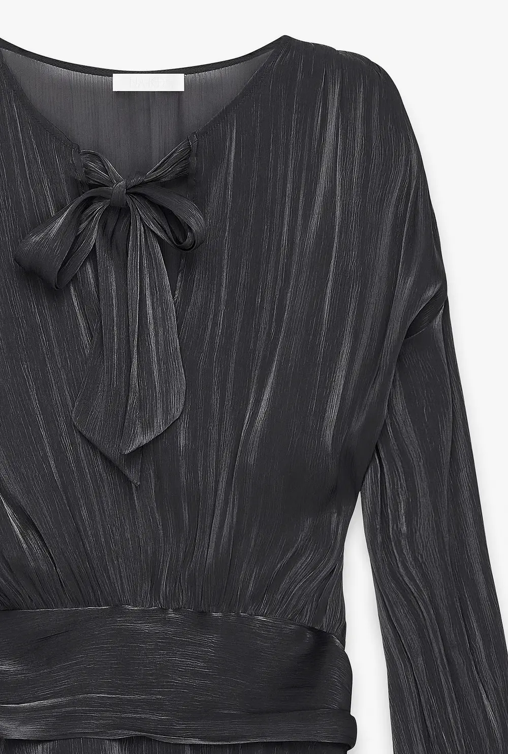 Ruched Waist Ruffle Mini Dress Black
