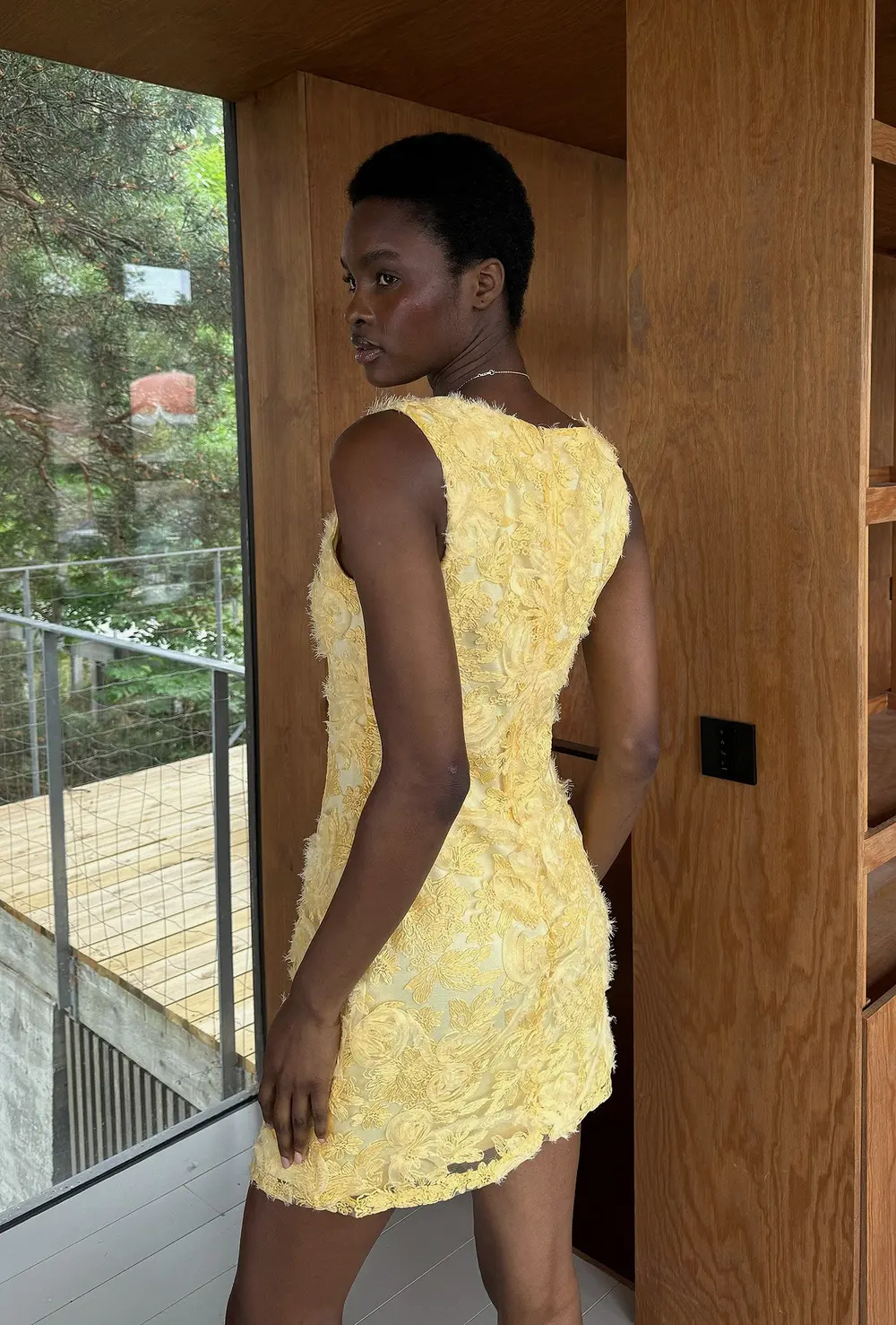 V-Neck Mini Dress Yellow