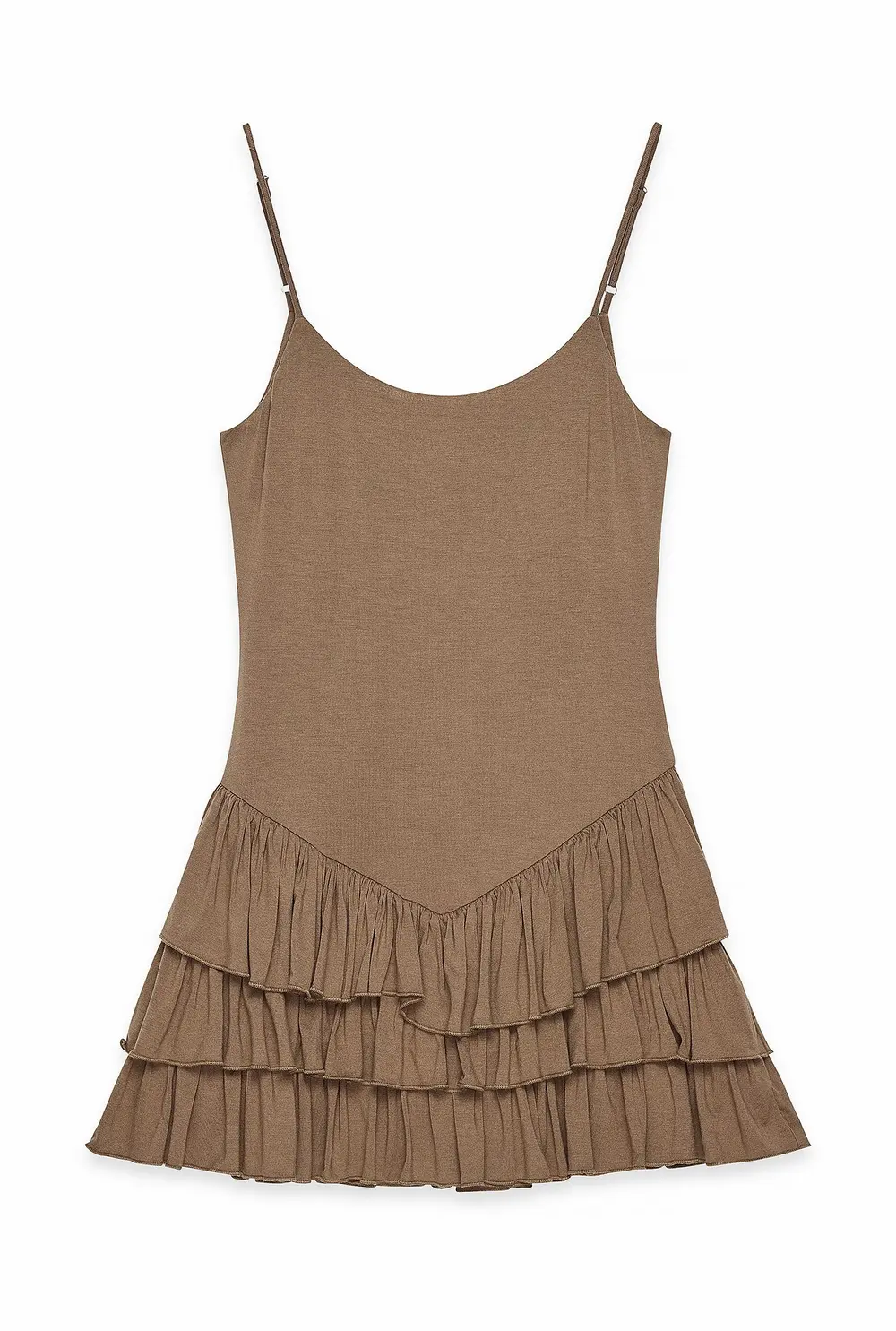 Frill Mini Dress Brown