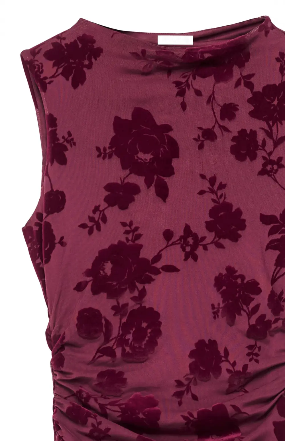 Burn Out Funnel Neck Maxi Dress Burgundy
