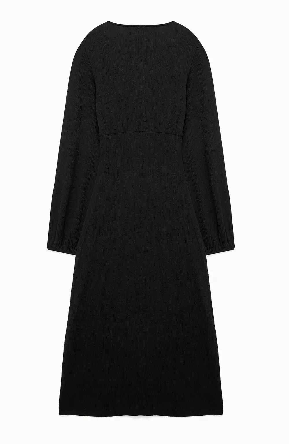 Balloon Sleeve Button Maxi Dress Black