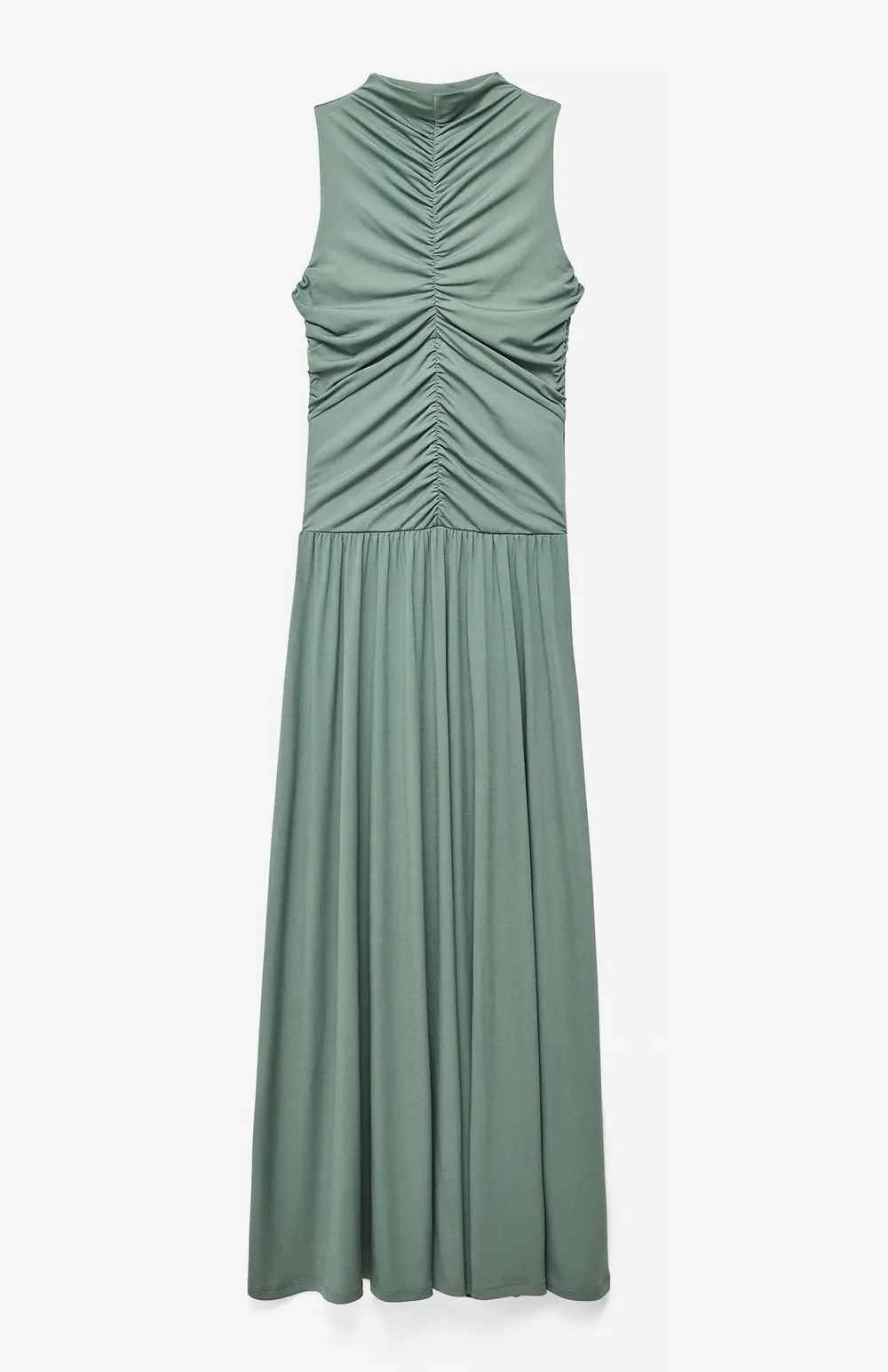 Sleeveless Rouched Midi Dress Green