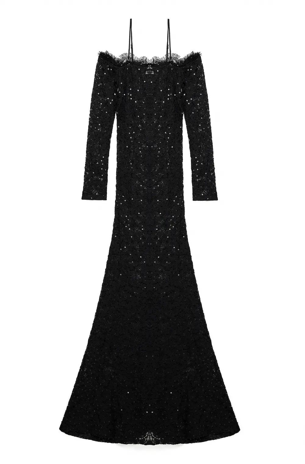 Lace Sequin Maxi dress Black