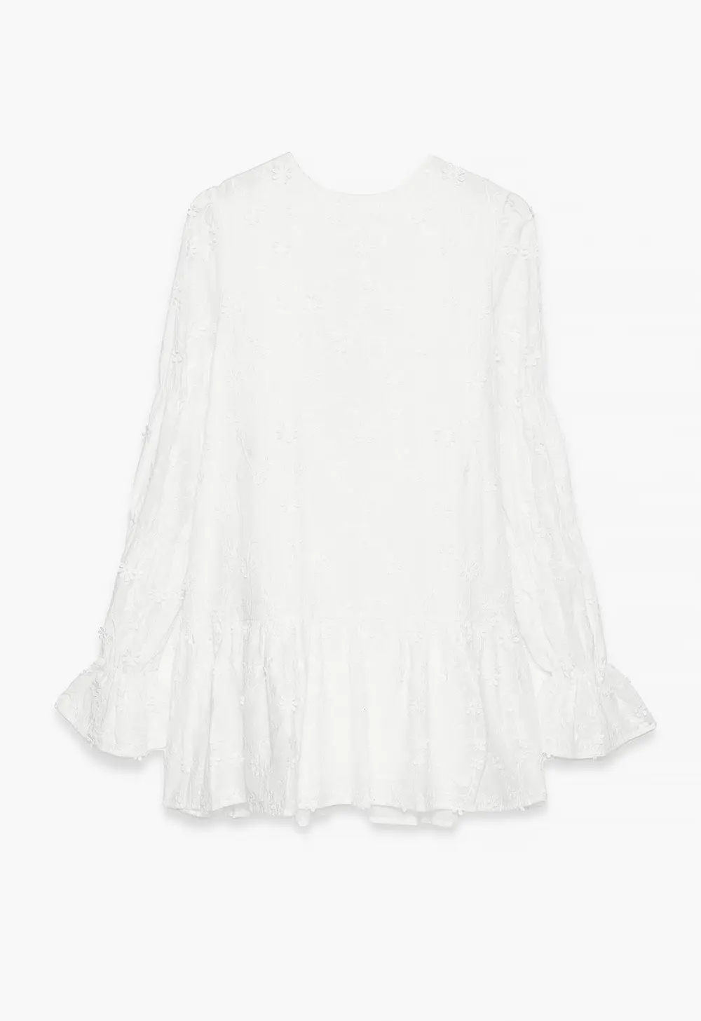 Sleeve Detail Deep Back Dress White