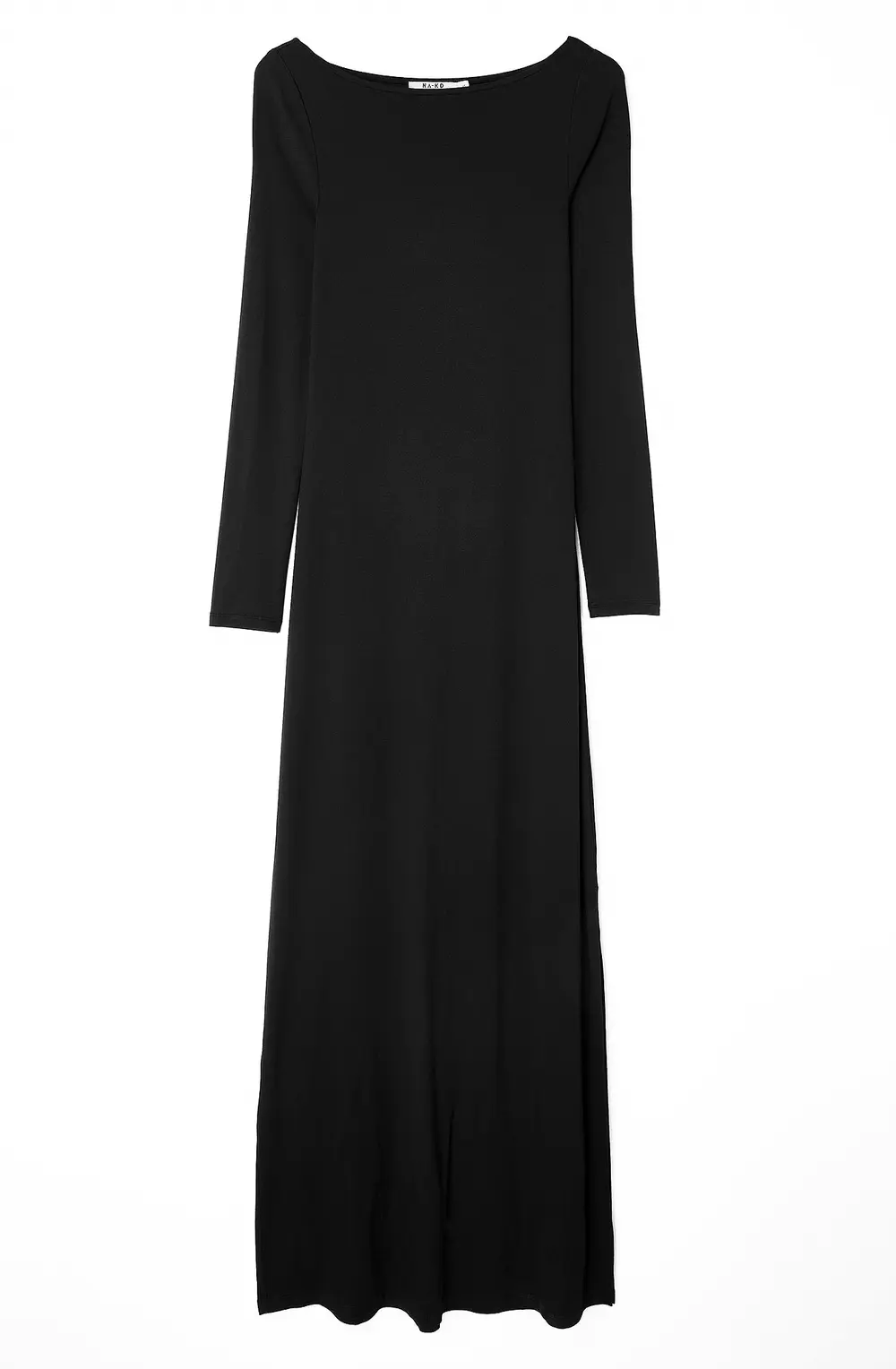 Soft Line Boat Neck Maxi Dress Black