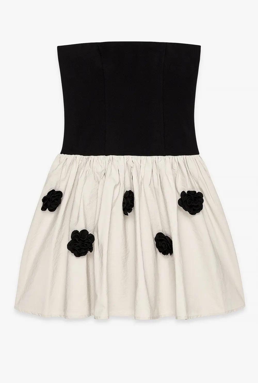 Flower Detail Volume Skirt Mini Dress Multicolor
