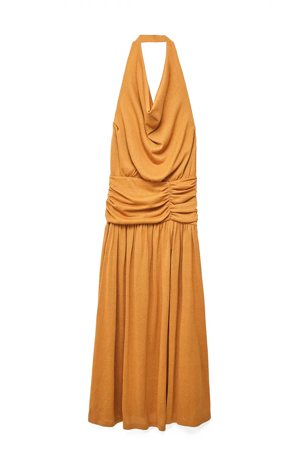 Halterneck Slit Maxi Dress Orange