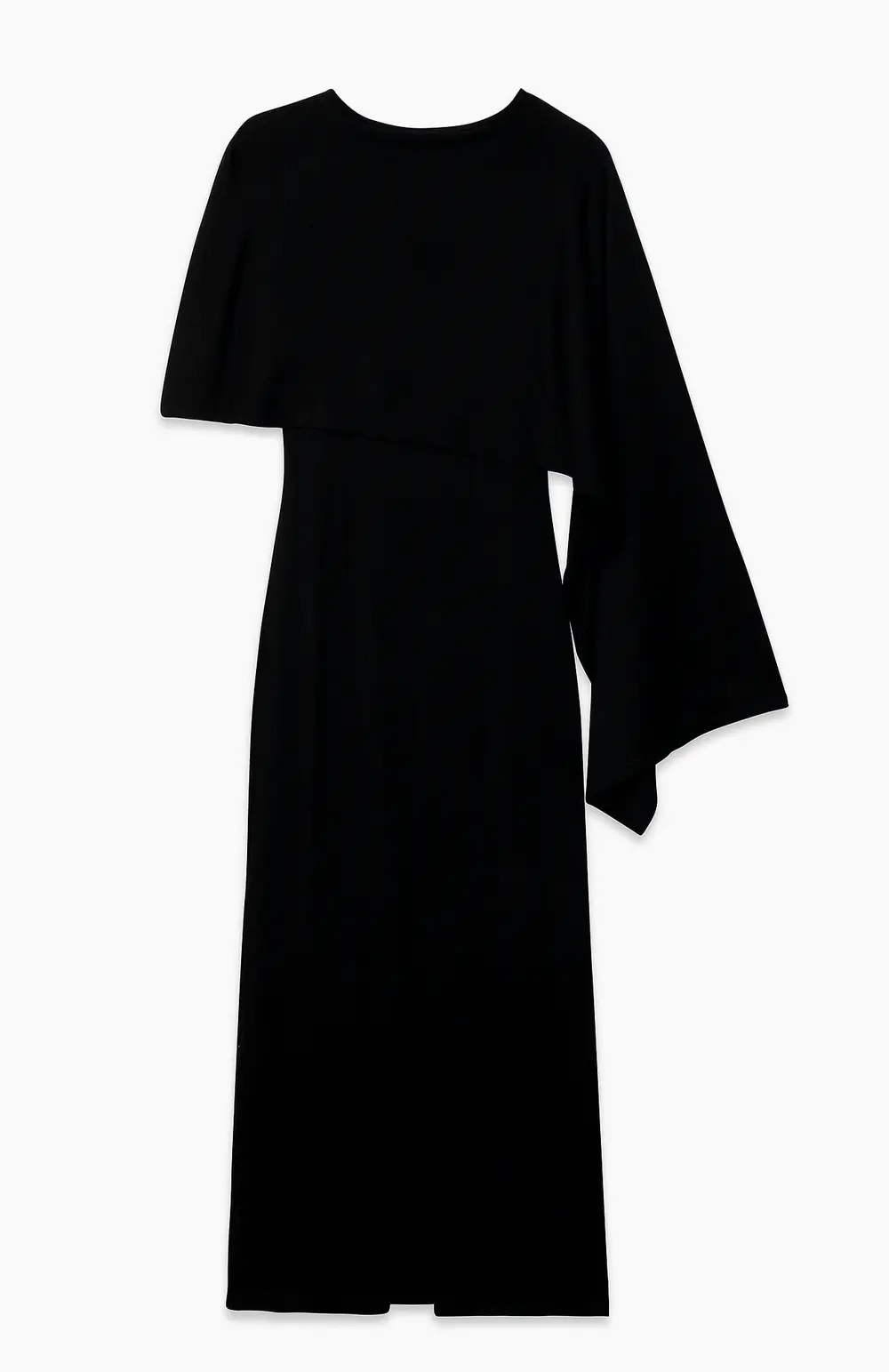 Knitted Poncho Midi Dress Black