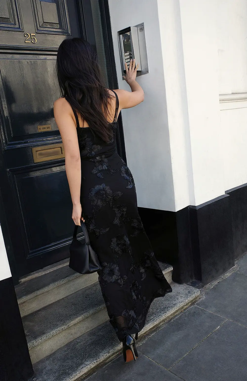 Flower Mesh Maxi Dress Black