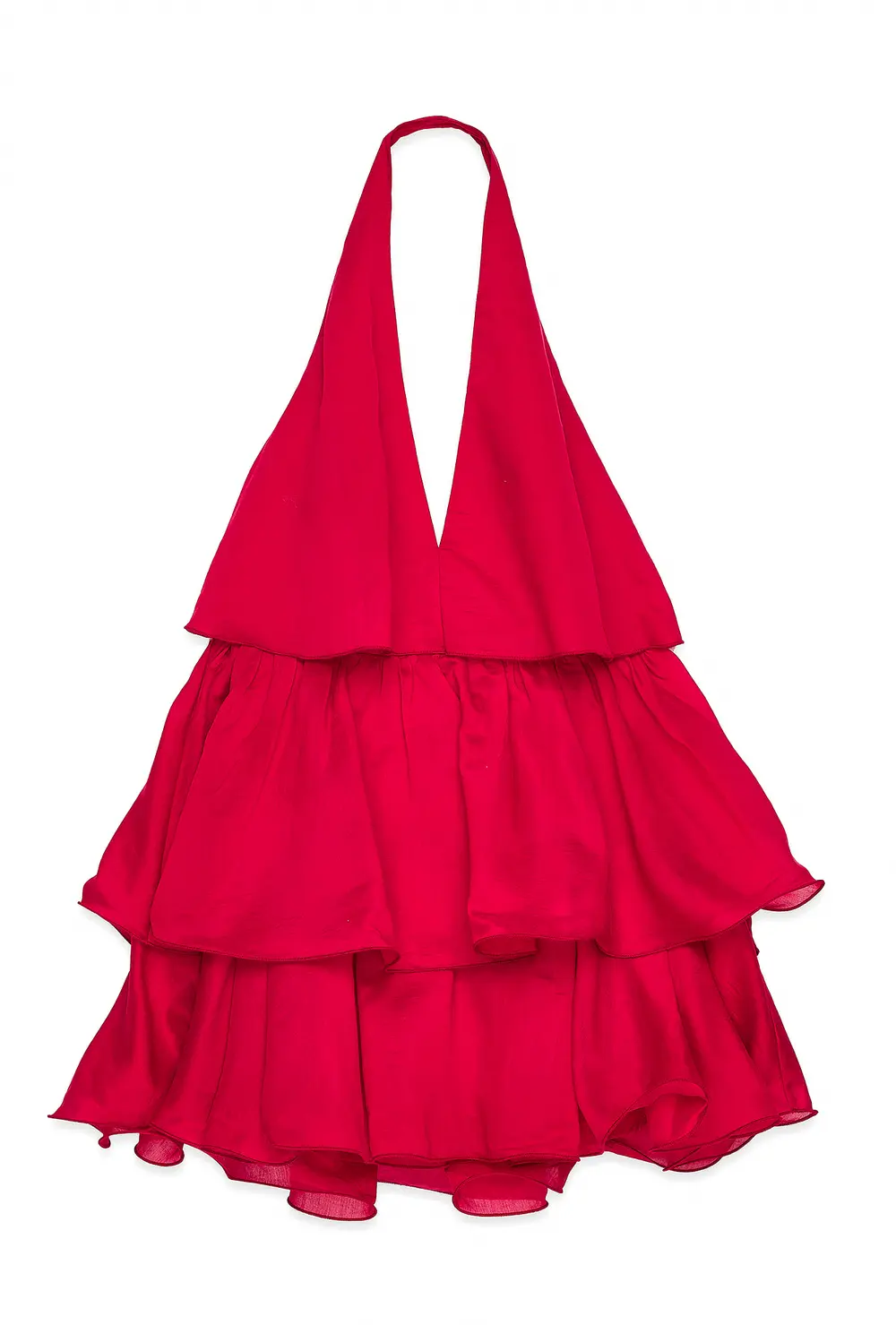 Rose Detail Ruffle Mini Dress Red
