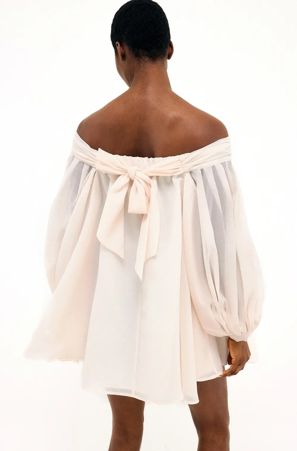 Organza Off Shoulder Mini Dress Offwhite