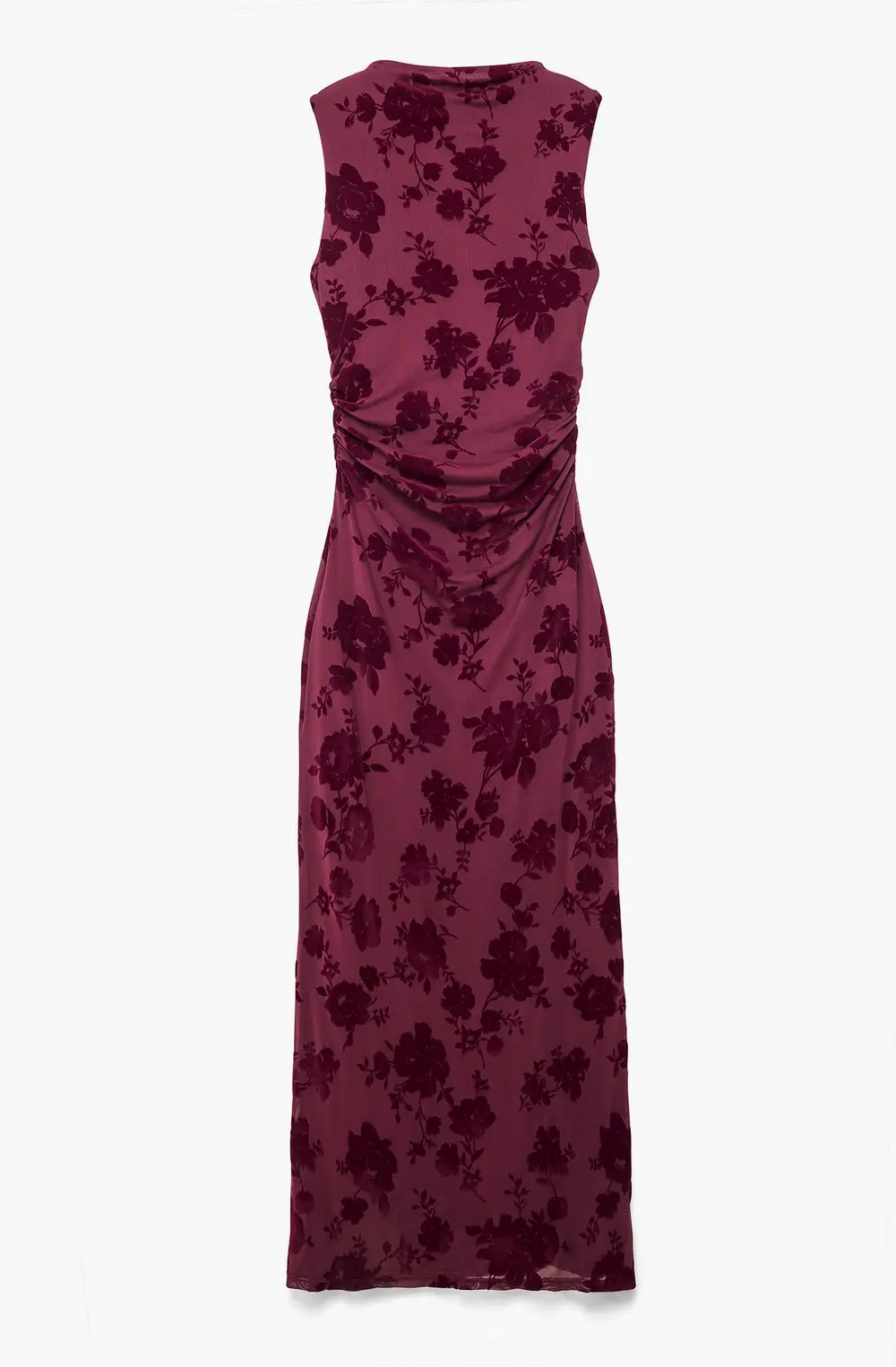 Burn Out Funnel Neck Maxi Dress Burgundy
