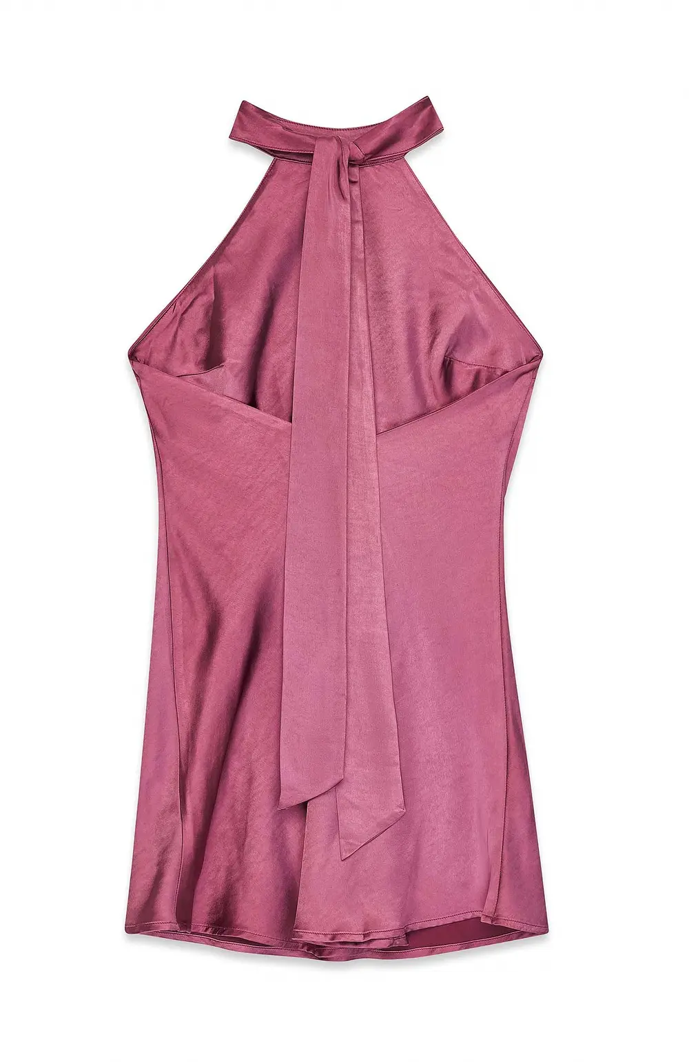 Hammered Satin Tie Back Mini Dress Pink