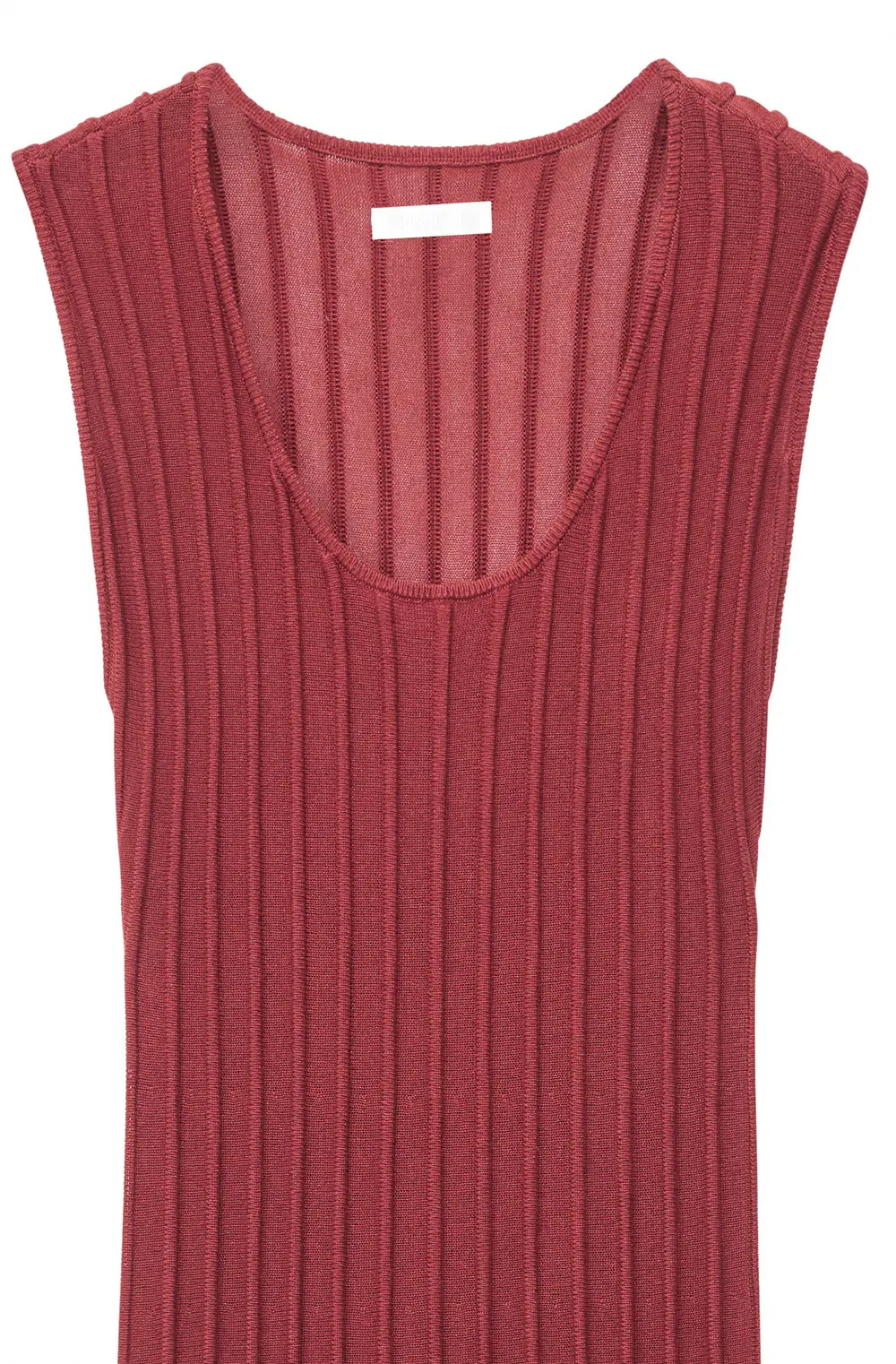 Knitted Scoop Neck Rib Maxi Dress Red