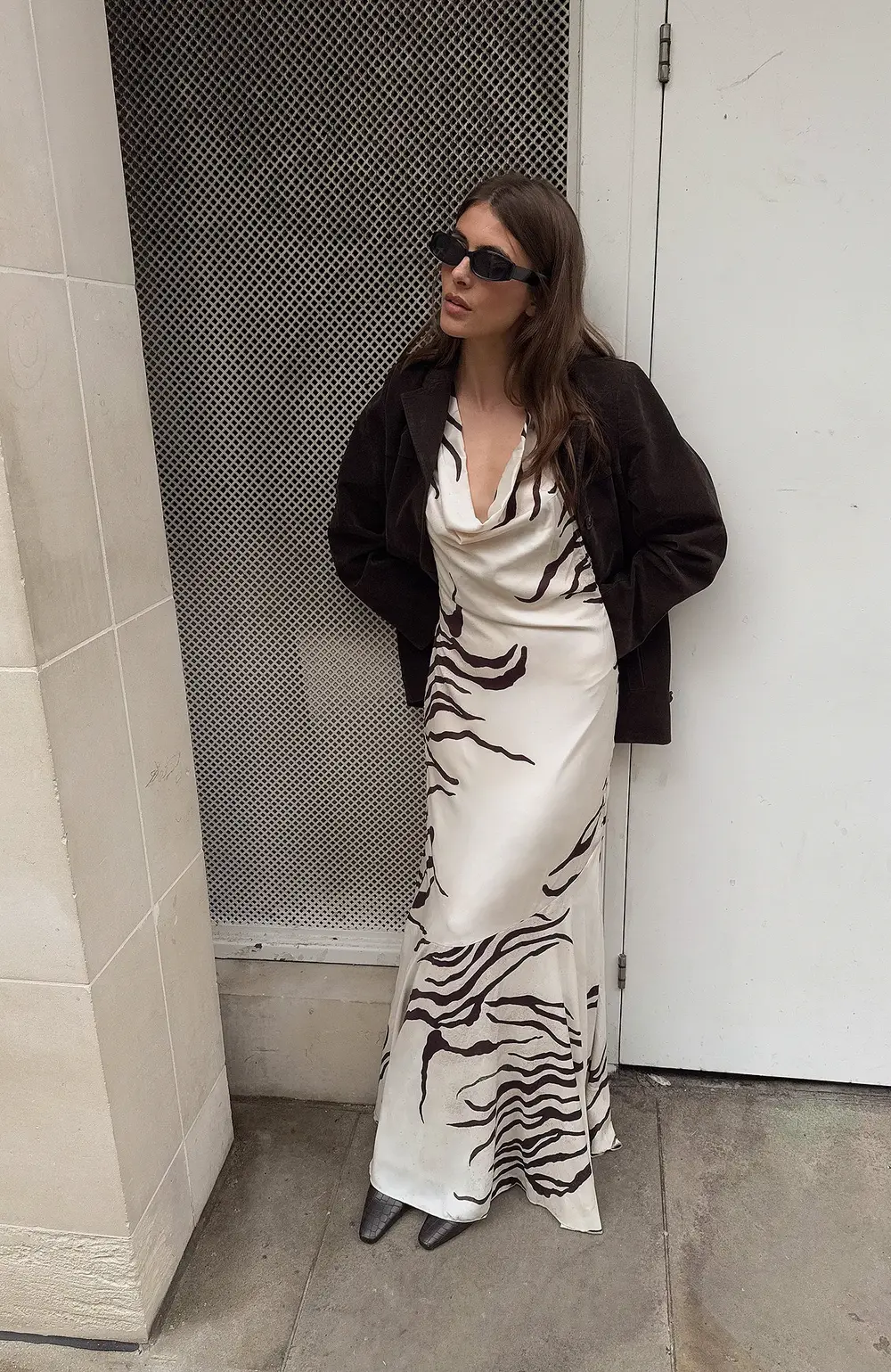 Satin Halterneck Maxi Dress Multicolor