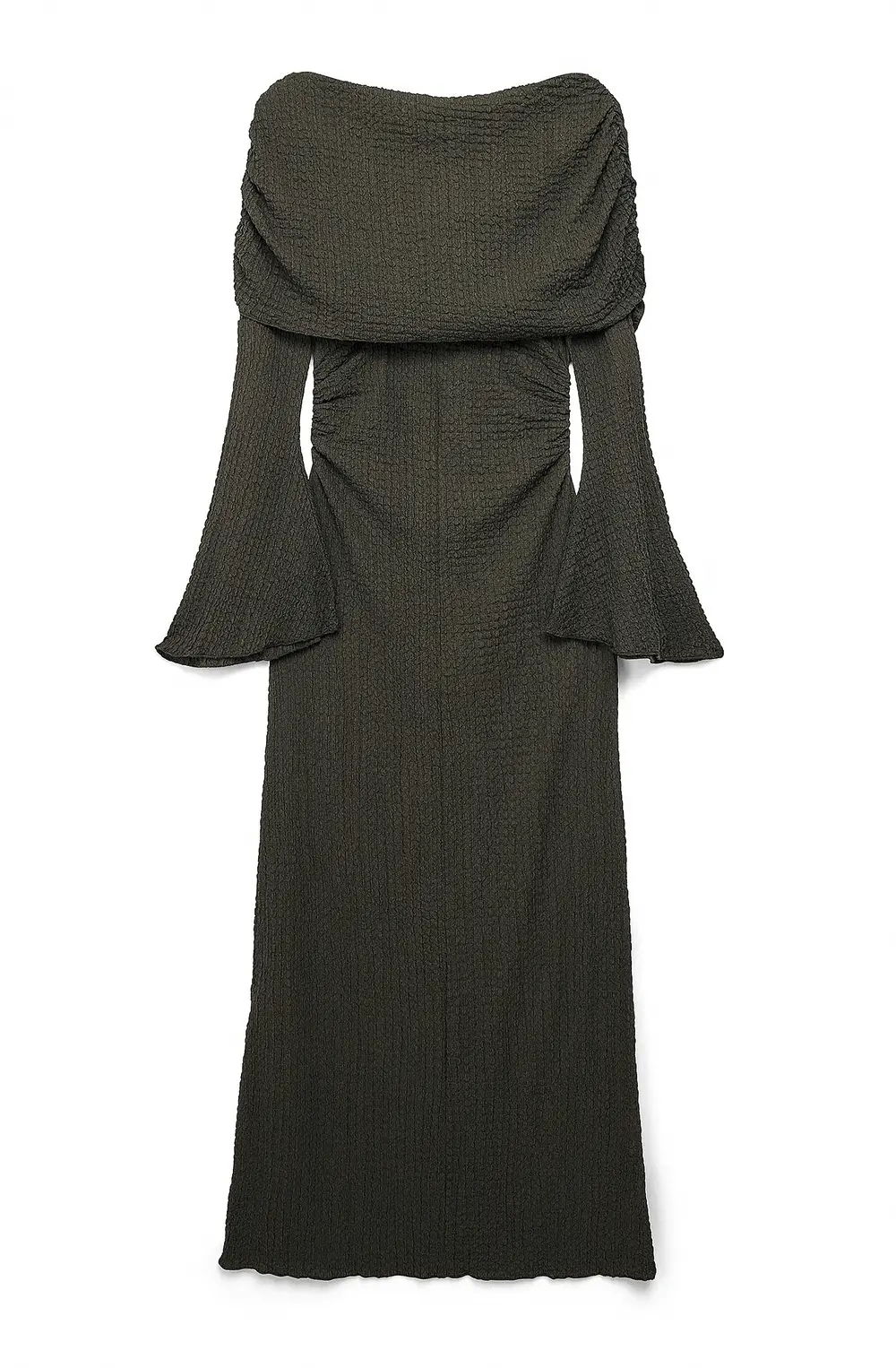 Structured Draped Maxi Dress Green