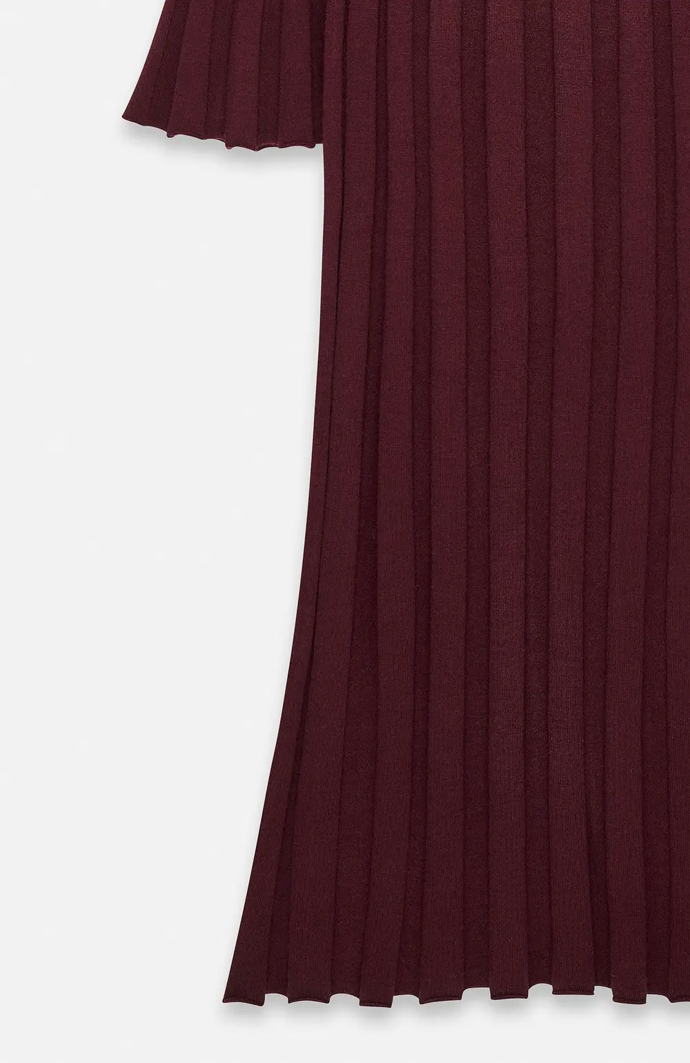 Knitted Ribbed Turtleneck Maxi Dress Burgundy