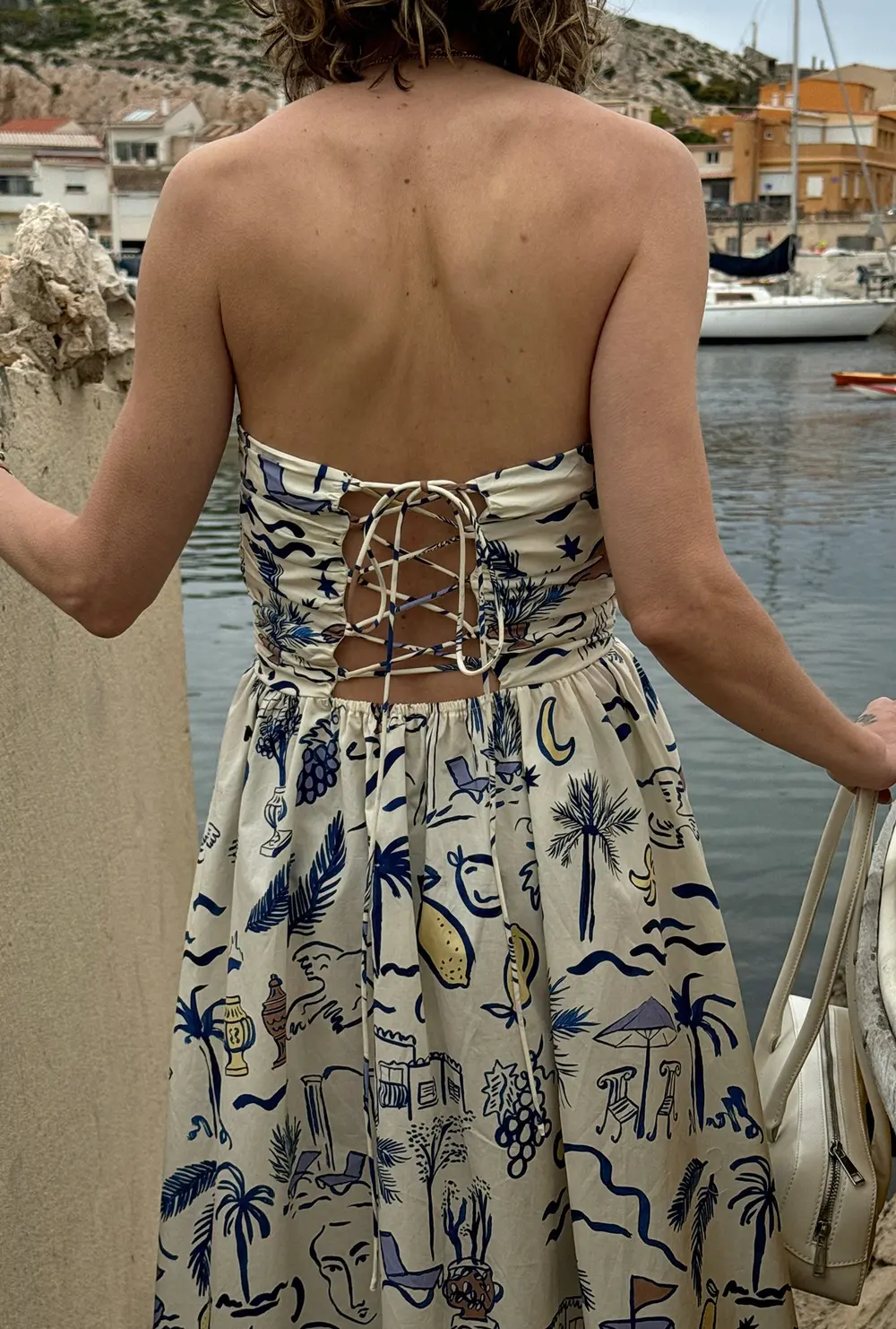 Bandeau Tie Back Dress Multicolor