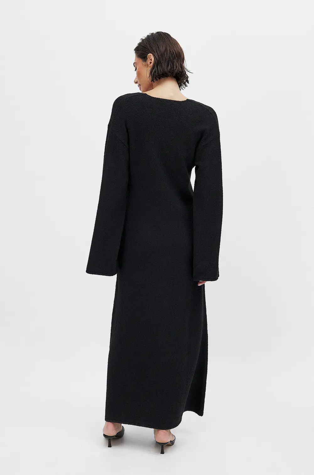Deep V-neck Maxi Dress Black