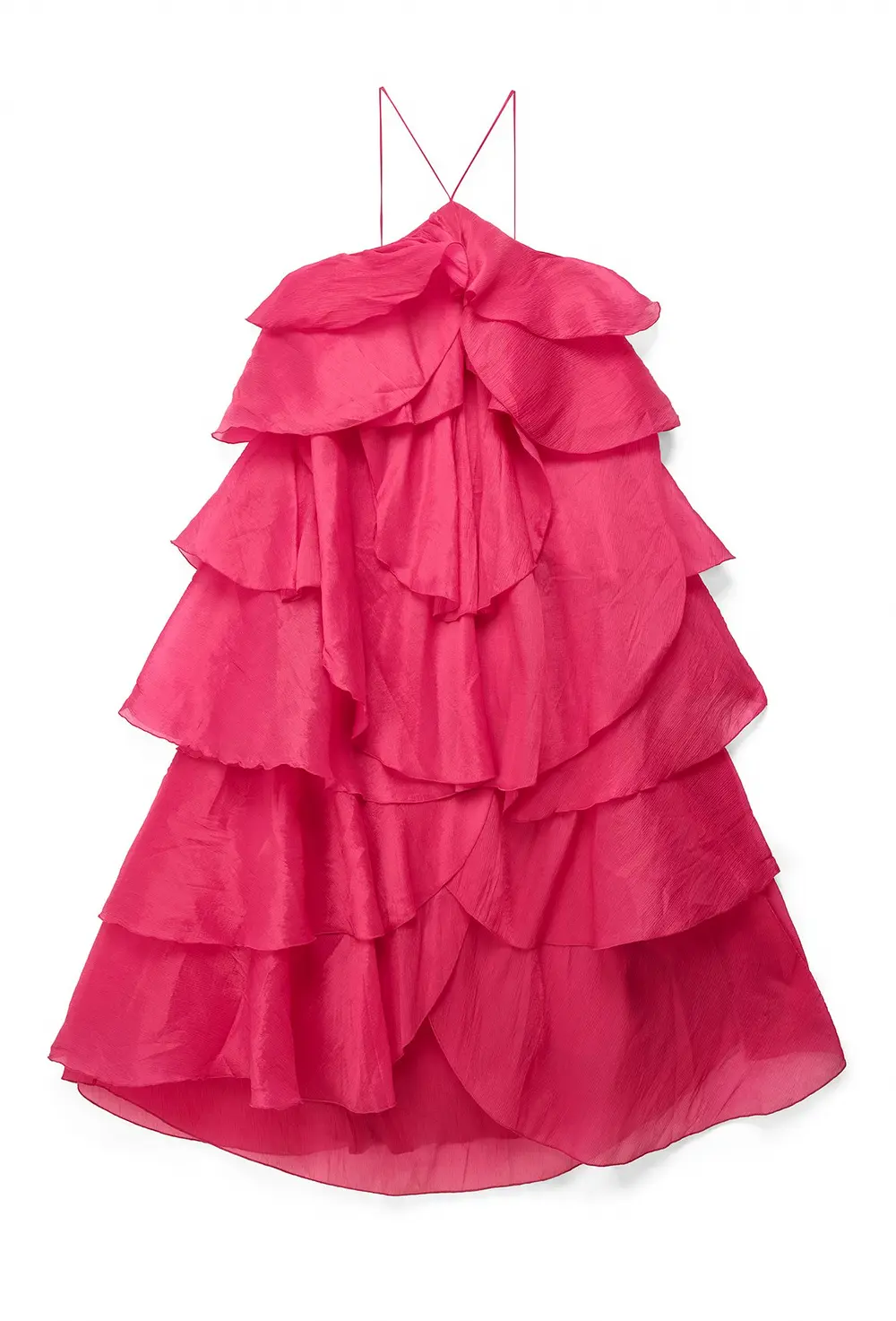 Flounce Detail Maxi Dress Pink