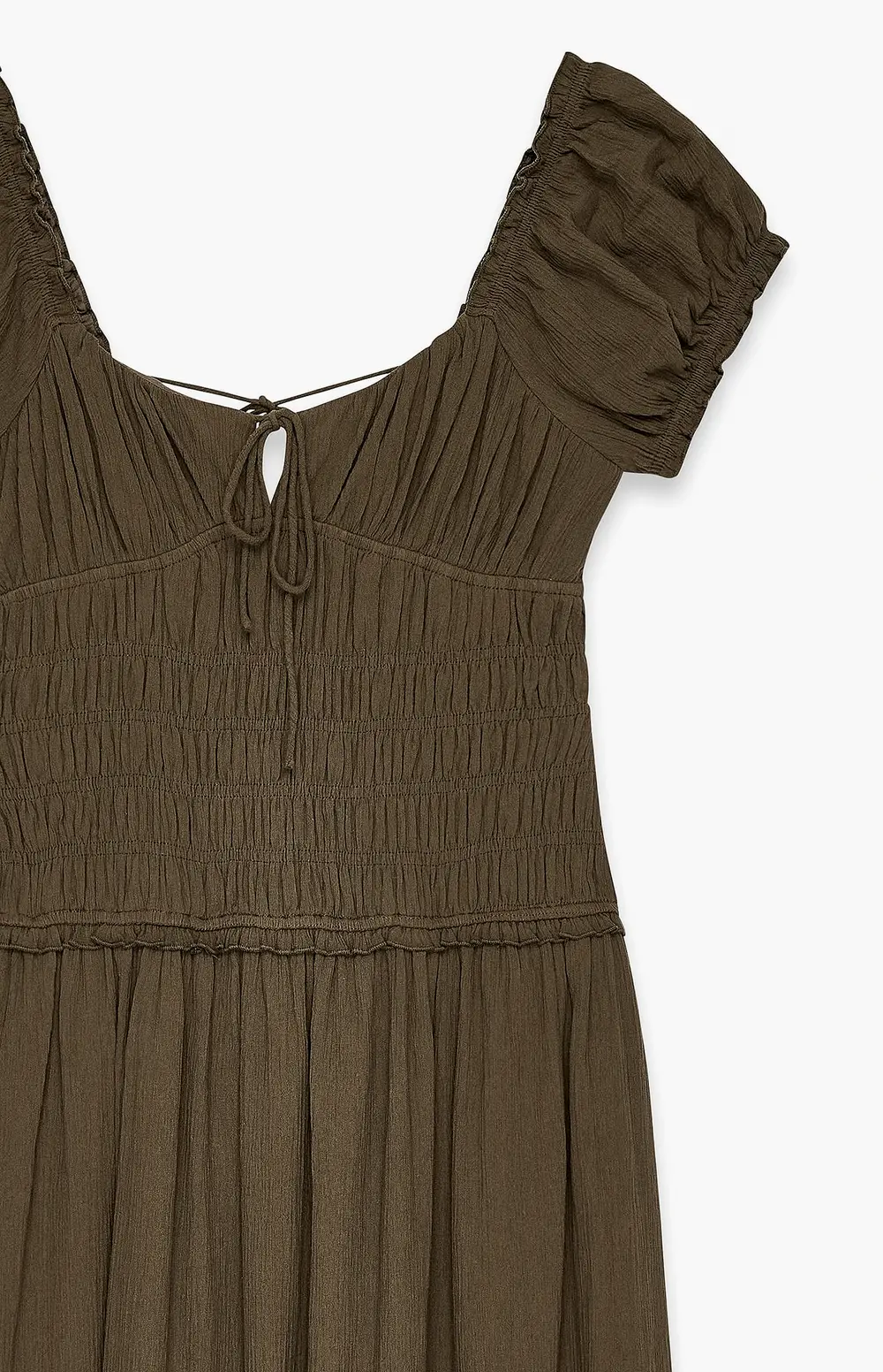Smocked Short Sleeve Maxi Dress Green