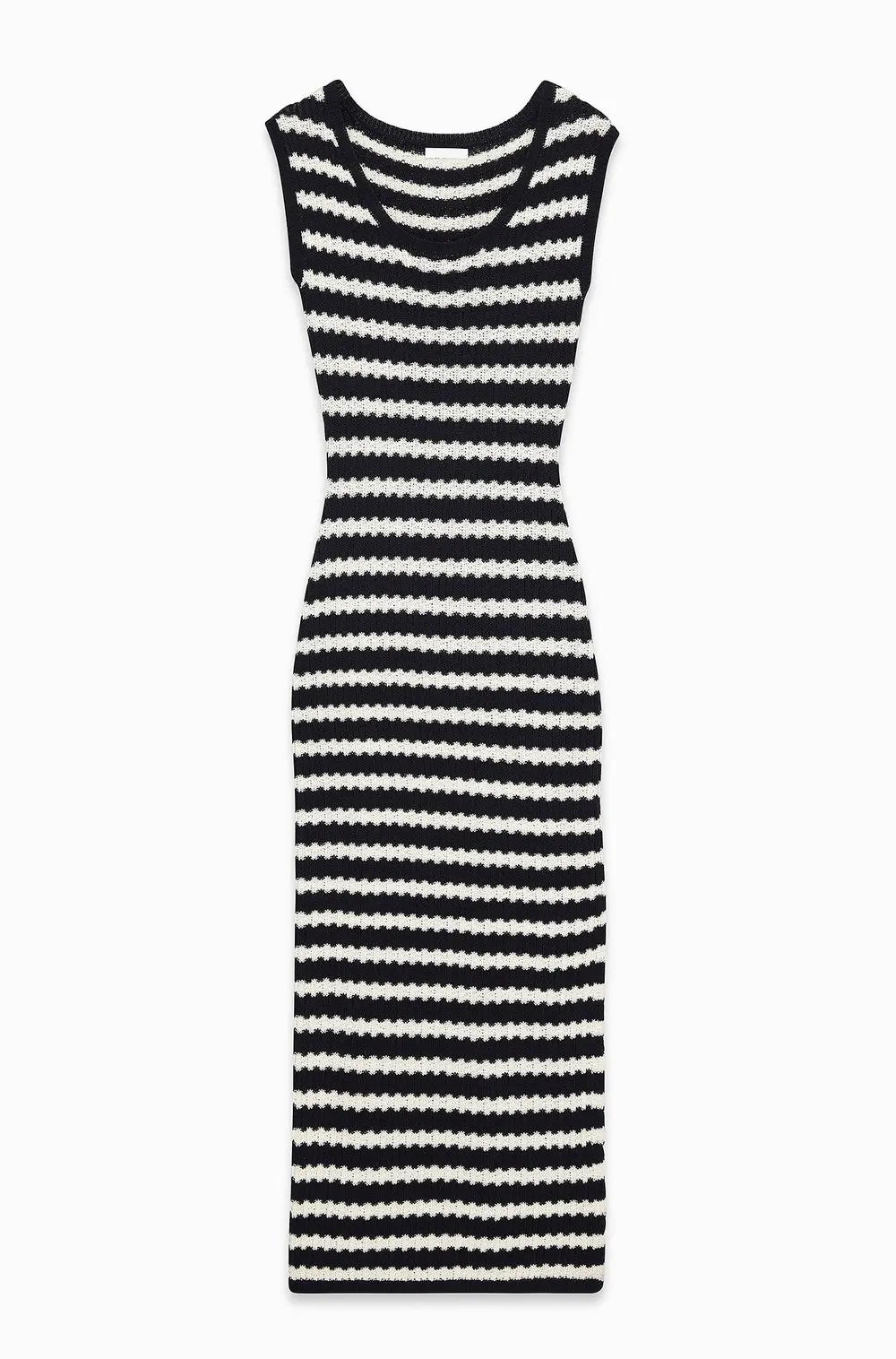 Knitted Cap Sleeve Crochet Maxi Dress Stripe