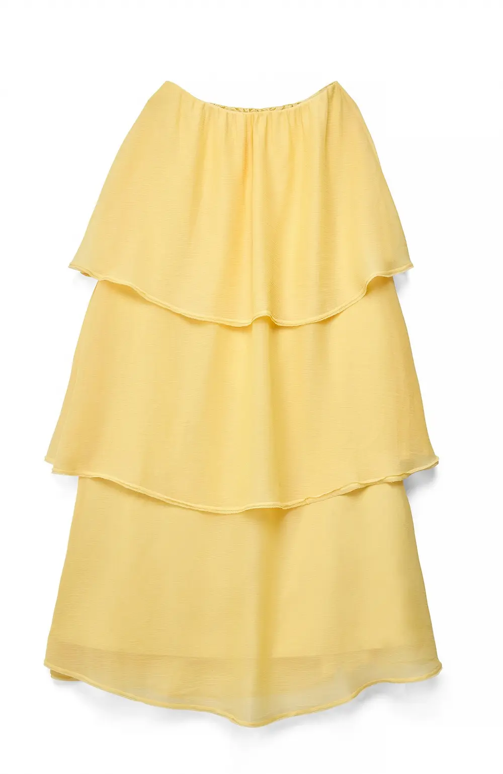 Bandeau Tiered Volume Maxi Dress Yellow