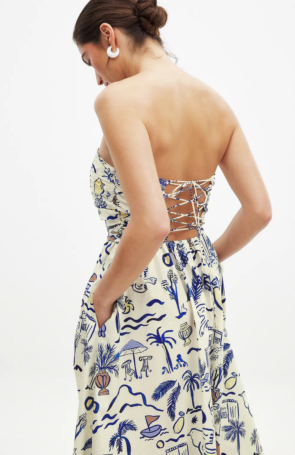 Bandeau Tie Back Dress Multicolor