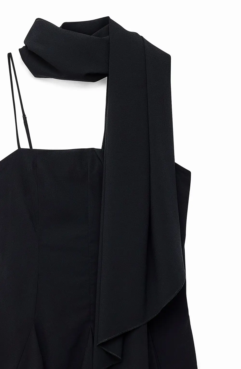 Chiffon Scarf Mini Dress Black