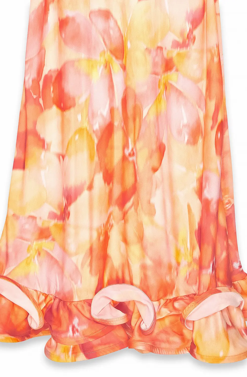 Satin Flounce Hem Maxi Dress Orange