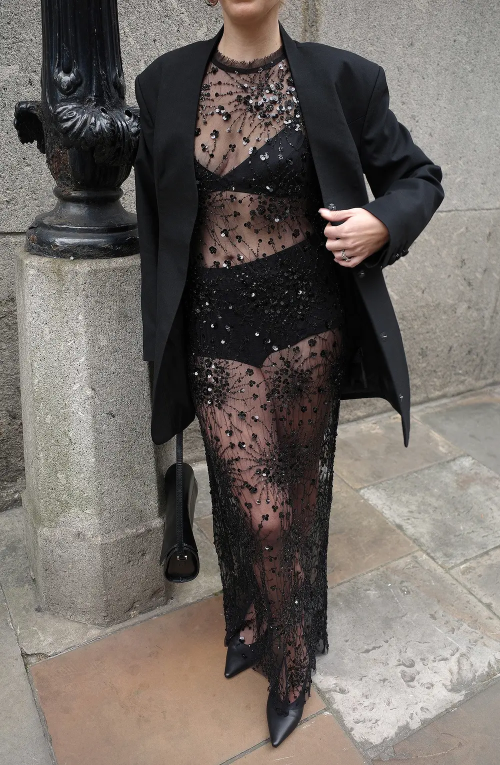 Column Sequin Maxi Dress Black