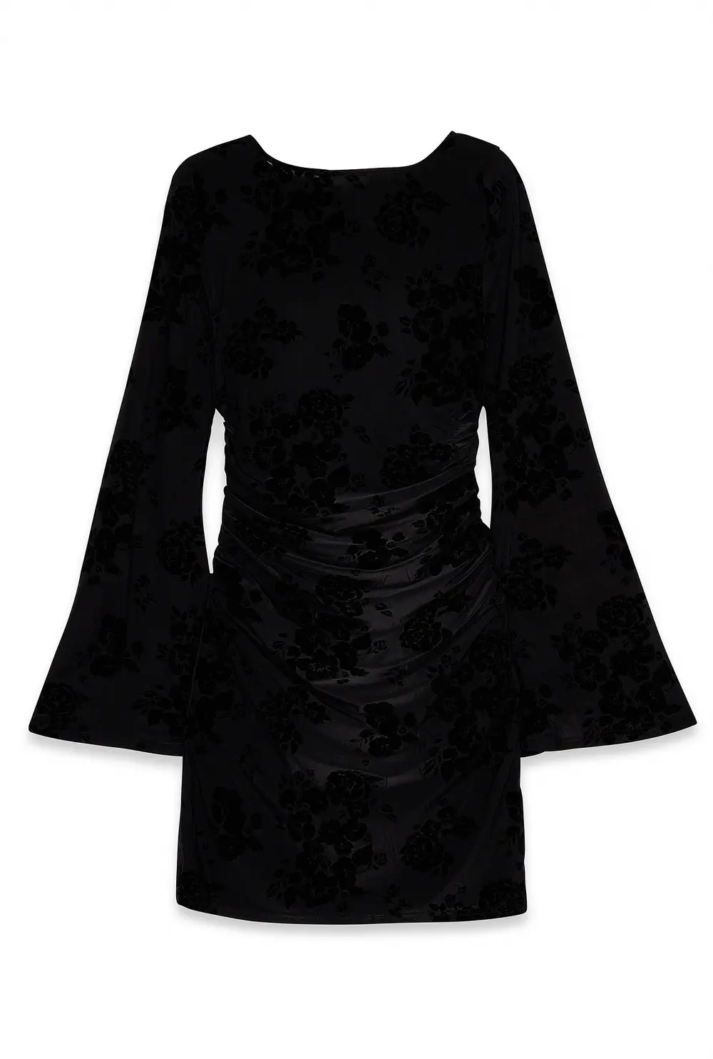 Wide Sleeve Mini Dress Black