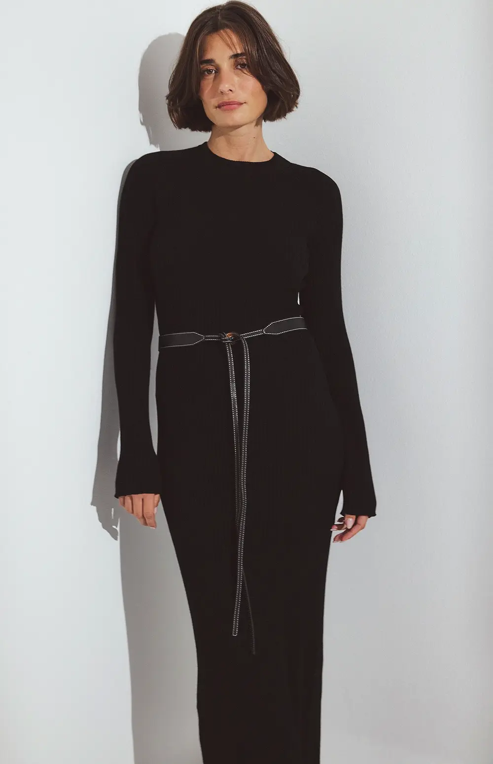 Knitted Ribbed Maxi Dress Black