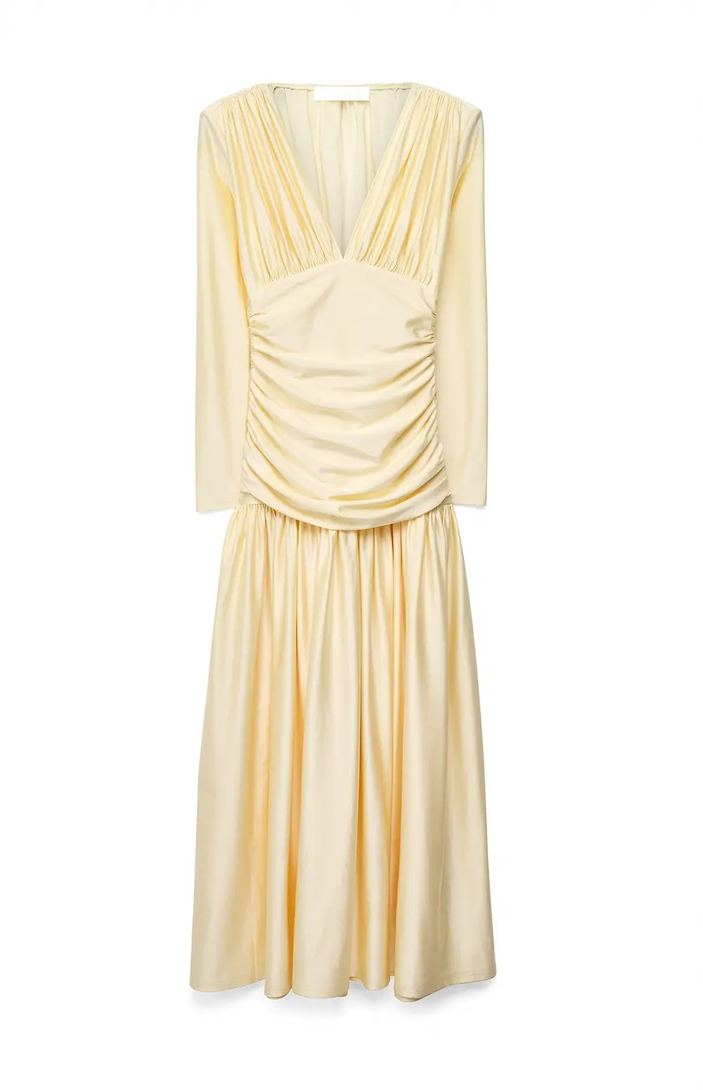 V-Neckline Draped Maxi Dress Yellow